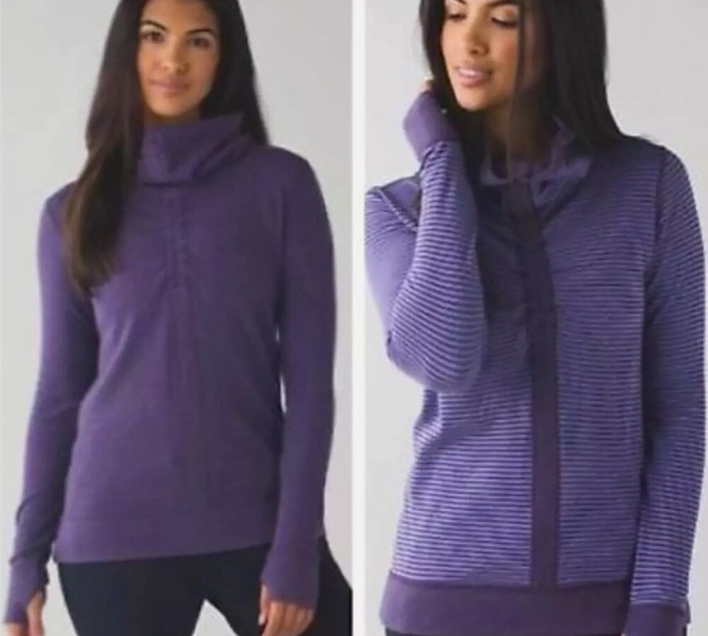 Lululemon In a Cinch Reversible Cowl Neck Purple Pullover Sweatshirt Size Small